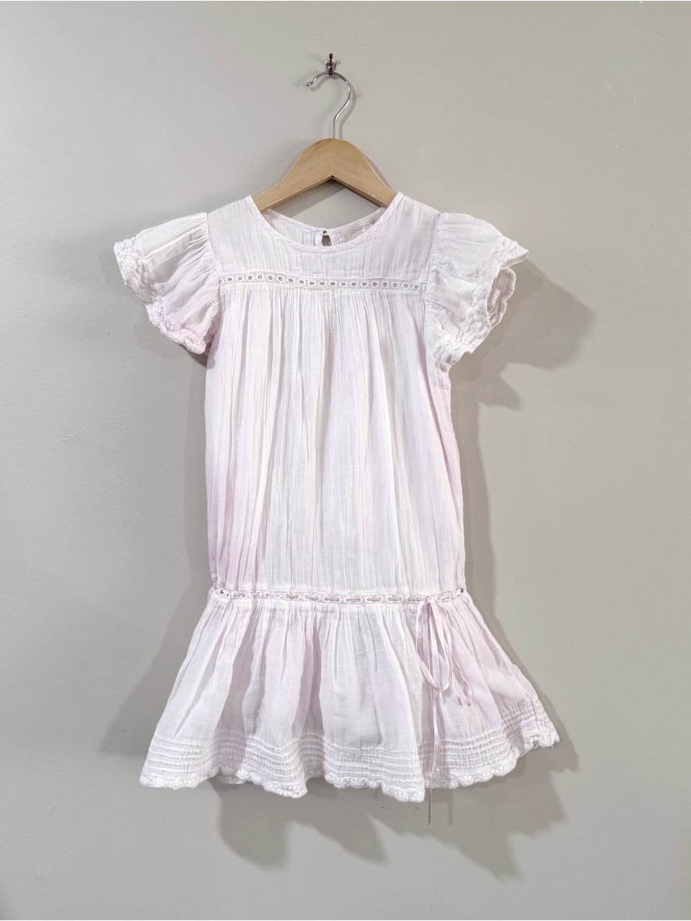 LoveShackFancy Girls 5-6Y Pink Gauze Cotton Ruffle Dress Coquette Cottage